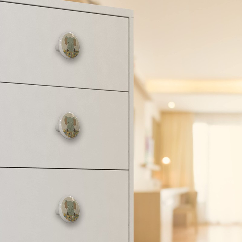 Little Retro Elephant Drawer Knob (Material : High Gloss Ceramic)
