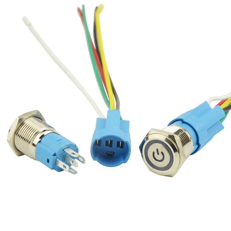 GTIWUNG 2 pieces 16 mm push button switch with wire