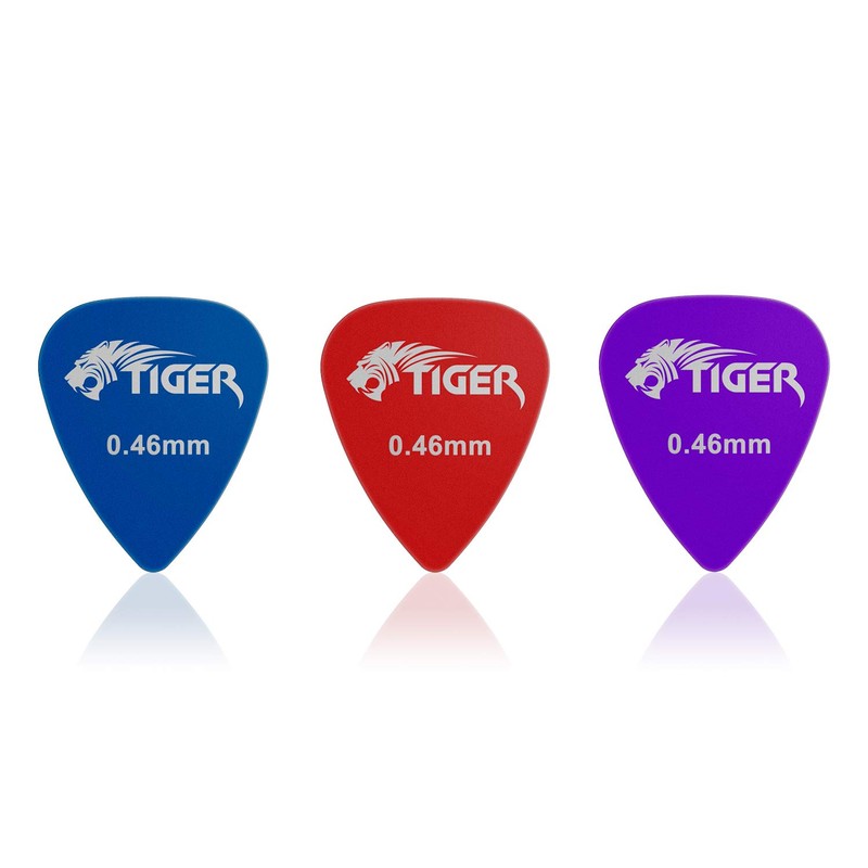 Guitar Picks with Storage Tin - 12 Gel Plectrums 0.46mm