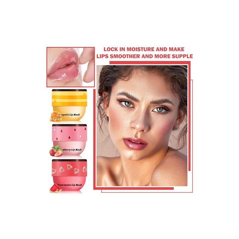 3 bálsamos labiales de abeja, olla hidratante durante la noche