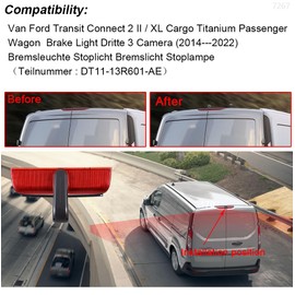 HD Auto Transporter Caravan Van Brake Light Roof Rear View Reversing Backup Dual-Lens Camera with Angle Adjustable Compatible with Ford Transit Connect 2/XL Cargo Titanium Passenger Wagon SUV MPV Bus