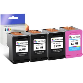 KCMYTONER 65XL Black Tri-Color Ink Cartridges Combo Pack Replacement for HP 65 XL N9K04AN N9K03AN High Yield use with Deskjet 2655 2652 3755 3772 3700 2600 Envy 5055 5000 5070 Printer,3 Black 1 Color