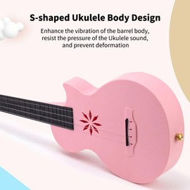 Tenor Ukulele Case, Lightweight and stable carbon fibre material Ukulele Case Ukulele with tail nails for 24 inch ukulele or small guitar (Pink)