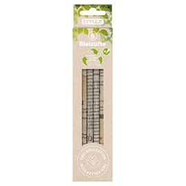 Stylex Eco Collection 26025 Pencil from Old Newspapers, HB Hardness, Easy to Sharpen, with Six Pens in Cardboard Case