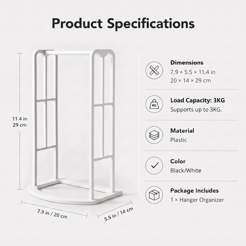 1Pack Hanger Organizer Storage Rack, Hanger Holder Organizer(White)