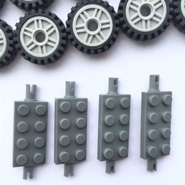 24 mm X 7 mm Tire,Wheel and Long Axles -50 Pieces Brick Building Chassis Pieces Education Wheels Set Toy