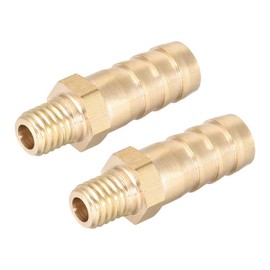 sourcing map 2 Pieces Brass Fitting Connector M8-1 mm Pitch Connector Brass Metric Connector with Barb Suitable for Hose ID 10 mm