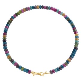 Tourmaline Rainbow Colorful Gemstone Beaded Choker Necklace for Women 14K Gold Bow Birthstone Beads Chokers