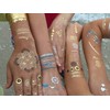 Dizao Gold Tattoo. ORIENTAL. Flash Jewels. Metallic Temporary Gold Silver