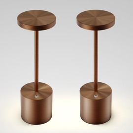 JALVDE Cordless Table Lamps Rechargeable - Outdoor Portable LED Table Light 5000mAh Battery Operated Lamp 3 Color Stepless Dimming with Memory Function for Restaurant Dining Patio 2Pack Moka