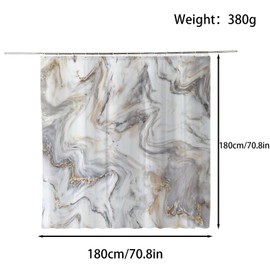 FAIRYGATE B8911 Shower Curtain Marble Shower Curtain Beige Shower Curtain Anti-Mould Bath Curtain Stone Pattern Bathroom Curtain Waterproof Antibacterial Shower Curtain for Shower and Bathtub 180 x
