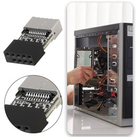 VGOL USB 2.0 Housing Motherboard 9 Pin Adapter USB 2.0 9 Pin Male to USB 3.1 Type E Key-A Female Faceplate Female Compatible with Windows Systems