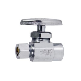 MIDLINE VALVE 72212QS-OM Water Supply Stop Valve with Multi-Turn Wheel Straight Shut-off for Toilet, Sink, Dishwasher, Heater; 1/2 in. SWT x 3/8 in. O.D. COMP; Chrome Plated Brass