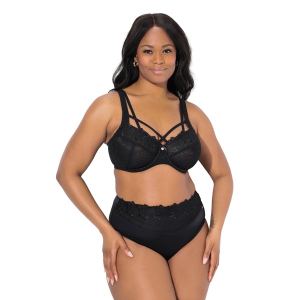 Ulla Popken Women's Truyou Underwired Bra Transparent Lace Cup C-F