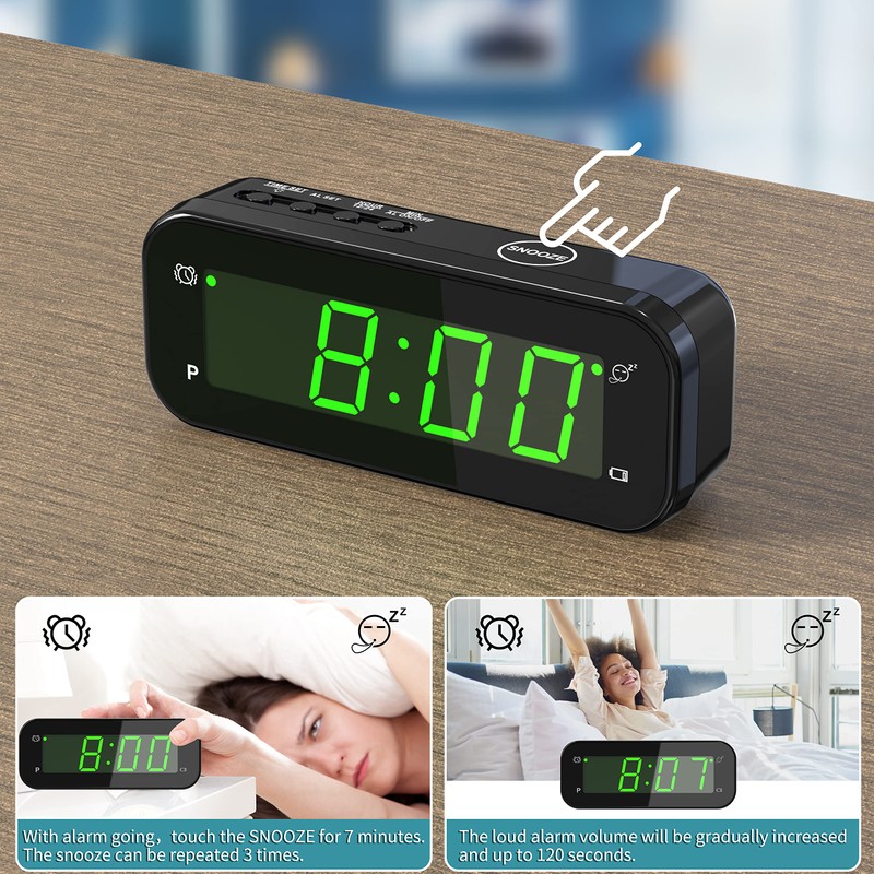 KWANWA 2 in 1 Alarm Clock Indoor Thermometer, Digital Clock
