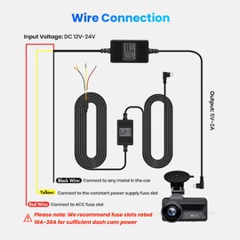 COOLCRAZY Hardwire Kit for N8/N7 Dash Cam,12ft Type CUSB,Input12V/24V,Output 5V/2.5A.Dash Cam Hardwire Kit with Add A Circuit Fuses