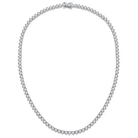 LANKRALOVNA Tennis Necklace for Women, 3 Prong 18K White Gold Plated 4mm Round Cubic Zirconia Tennis Chain, Classic Simulated Diamond Necklace, Elegant Wedding Anniversary or Birthday Jewelry Gift for Her