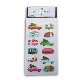 Station Wagon & Camper Stickers - Puffy Christmas Stickers 12 Count