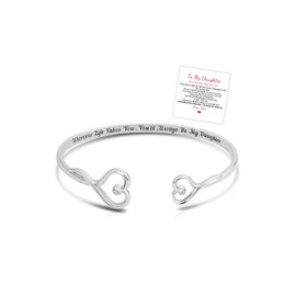 To My Daughter Bracelet Inspirational Bracelet for Daughter Love Heart Bracelet Engraved with a Message of Love Daughter Gift from Mom/Dad
