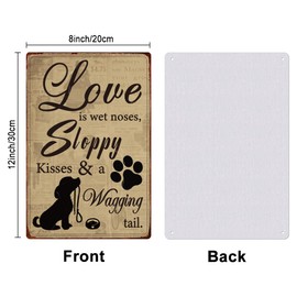 SUPERDANT Cute Puppy Metal Tin Sign Love is Sloppy Kisses Wagging Tail Metal Signs Funny Pet Tin Sign Man Cave Vintage Plaque Iron Wall Art Old Fashion Aluminum Sign Garages Decor