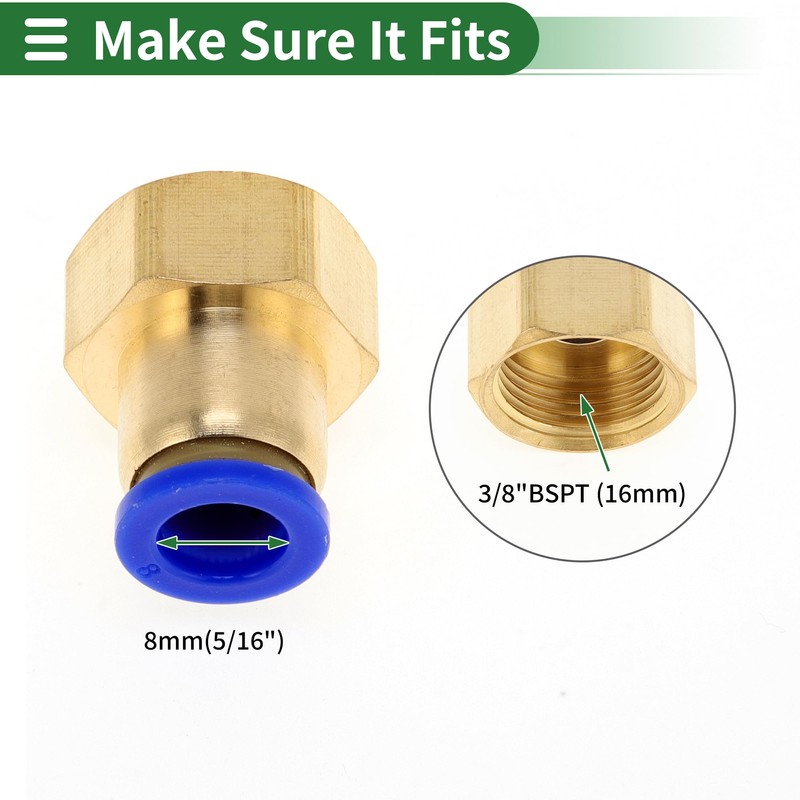 HOPESPANNER Push to Connect Air Fittings 5/16" Female Thread Air