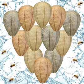 Qualirey 12 Pcs Retisee Wasp Nest Decoy Wasp Deterrent Fake Wasp Nest Hanging Wasp Repellent for Hornets Outdoor Home Garden (Classic)