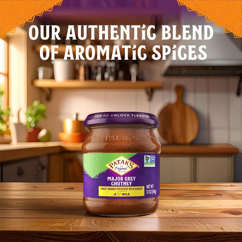 Patak’s Major Grey Chutney - Mild Mango Chutney with Ginger