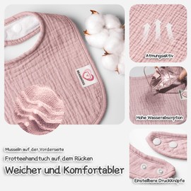 Bearmoss Baby Muslin Bibs for Babies, 100% Cotton Square Neckerchief, Baby Adjustable Baby Bibs, Soft Drool Bibs for Boys and Girls, Pack of 8, Summer berry