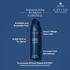 CAVIAR Anti-Aging Working Hairspray Travel Size 3 Fl Oz | Buildable, Brushable Hold | Helps Control Frizz & Adds Shine | Sulfate Free
