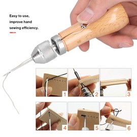 Gsycle Leather Hand Sewing Awl, Professional Stitcher Needles Kit Speedy Stitcher Sewing Awl for DIY Leathercraft Canvas Bags