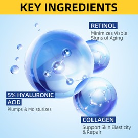 Retinol Cream for Face, Face Moisturizer, Skin Tightening Cream for Face with Collagen and Hyaluronic Acid, Anti-Aging, Firming Skin Care Neck & Décolleté for Day & Night, Instant Lift, 1.7 fl oz