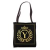 Letter Y Initial Monogrammed Black Royal Tote Bag