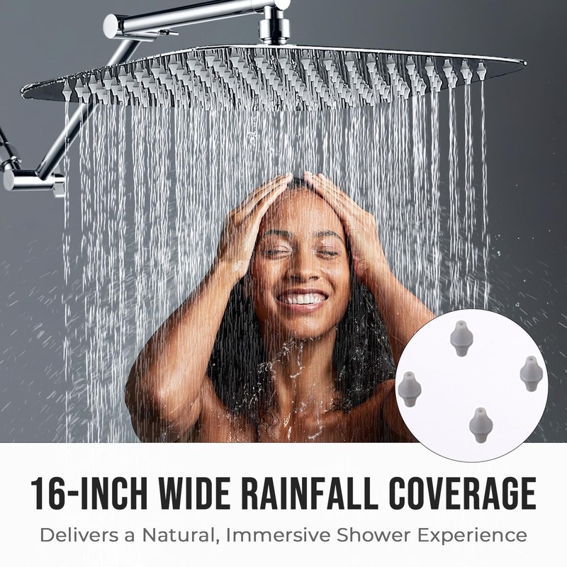 G-Promise All Metal 16 Inch Rain Shower Head with Adjustable