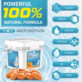 PAULINN RV Toilet Treatment Drop Ins, 50 Packs Septic Tank Treatment Pods Holding Tank Deodorizer for RV Black & Grey Water Tank Camper Marine Boat Camping, Orange