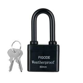 FIGODE® Outdoor Waterproof Padlocks, Covered Heavy Duty Laminated Steel Locks, Lock Set with Keys, 2.2 in. Wide, 6-Pack Keyed Alike Long Padlocks