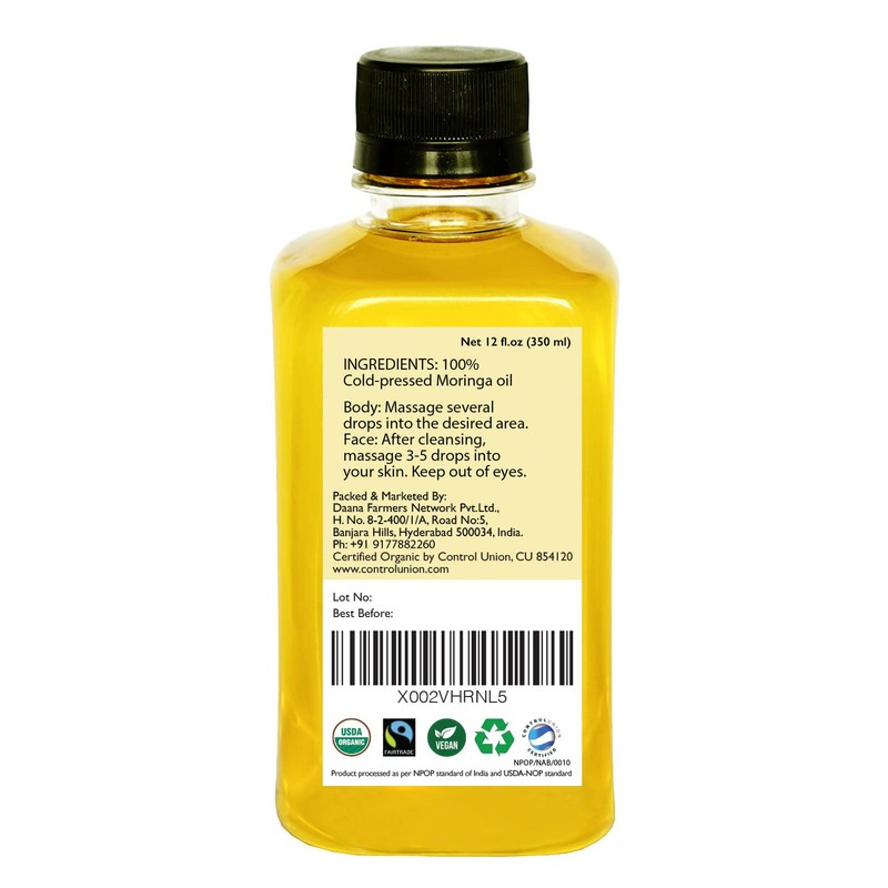 DAANA Organic Moringa Oil for Skin: Extra Virgin, Cold Pressed