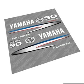 411 Decals Juego de calcomanías de repuesto para Yamaha 90 de cuatro tiempos (2002-2006), color gris y blanco