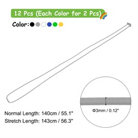 MECCANIXITY 12 Pcs Rubber Bands, Fits 13-30 Gallon Trash Can Large Rubber Bands for Trash Cans Garbage Can Rubber Bands Multifunction Bands, 55 Inch, Black,Gray,White,Blue,Green,Yellow