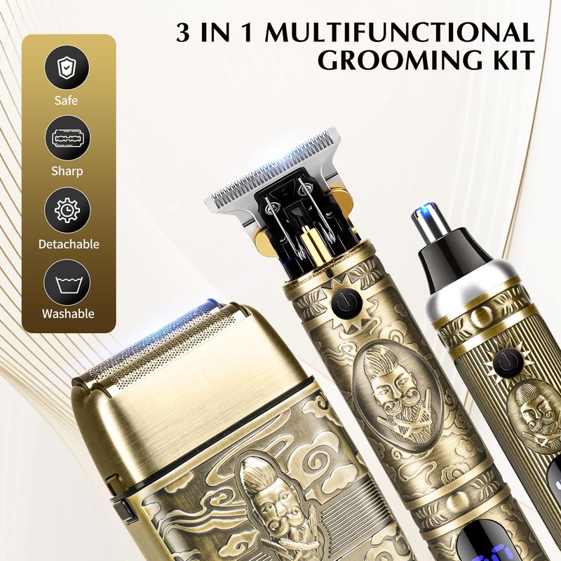 IsoLytrin Electric Shaver Razor，T-Blade Beard Trimmer Nose Hair Trimmer Shaver