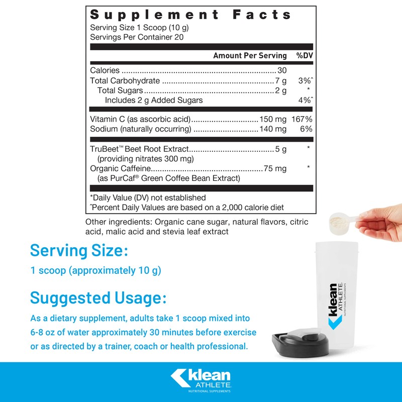 Klean ATHLETE Pre-Workout | Unique Formula with Beet Root Extract,