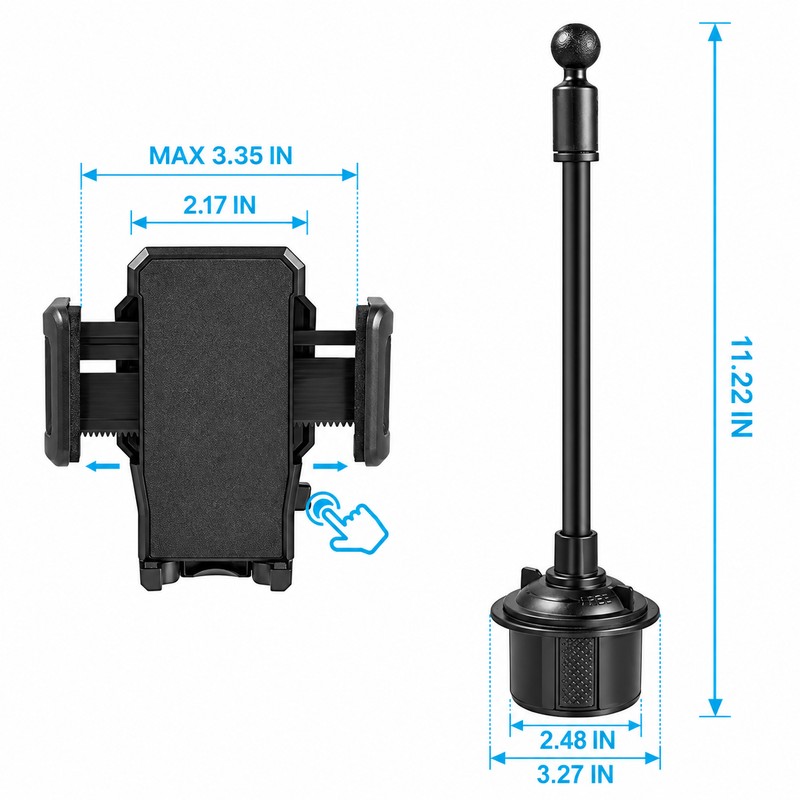 Car Cup Holder Phone Mount – Adjustable Base, Flexible Gooseneck