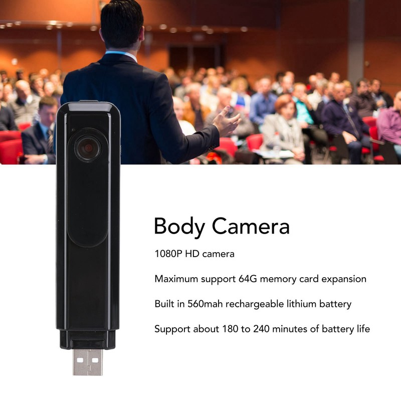 Body Camera 1080P HD Wearable Back Clip Design Rechargeable USB