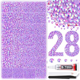 30000Pcs Resin Rhinestones for Bedazzling with B7000 Jewelry Glue, Lavender Purple AB Flatback Gems Rhinestones for Crafting, Clothing Tumblers Mugs Shoes Fabric Decor Nail Art