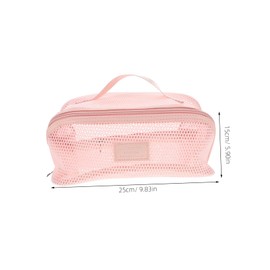 Beavorty Large Capacity Mesh Travel Makeup Organizer Bag for Women with Handle Breathable Multi Compartment Toiletry Tote for Skincare and Beauty Essentials Portable Storage for Trips and