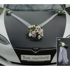 Autoschmuck Lace Rose Bouquet Car Decoration for Newly Weds Wedding Just Married