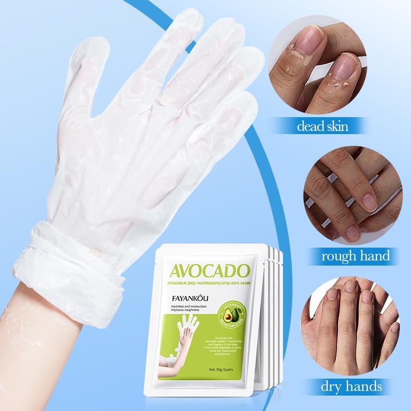 Avocado Hand Mask, 5 Pairs, Moisturising Long Arm, 90g per