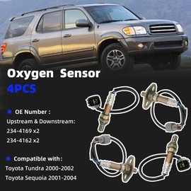 4Pcs 234-4169 234-4162 Oxygen Sensor Compatible with Toyota Tundra 2000-2002, Toyota Sequoia 2001-2004 4.7L 4WD O2 Sensor Upstream & Downstream