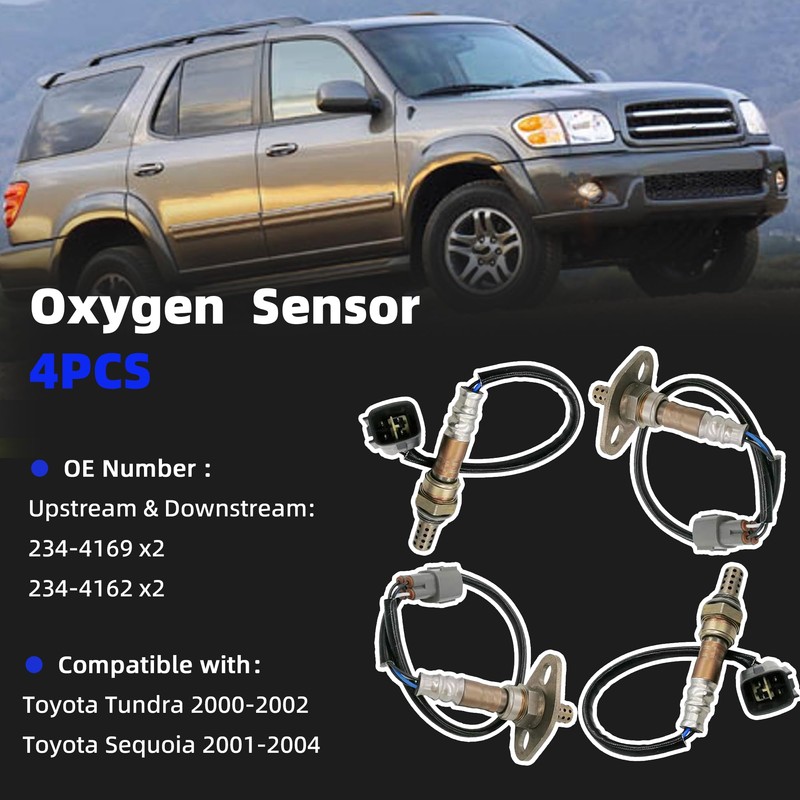 4Pcs 234-4169 234-4162 Oxygen Sensor Compatible with Toyota Tundra 2000-2002,