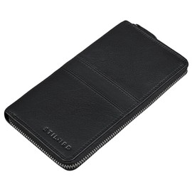 STILORD 'Viola' Vintage Genuine Leather Women's Large RFID Wallet Long Card Wallet in Portrait Format with 8 Card Slots, black, coin purse