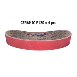 RAMS BRALIN 10 x 2 inch Expander Wheel Ceramic Sanding Belts Sleeves Motor Bench Abrasive Wheel Grinder Machine Accessories (4 pcs Ceramic Belts P120)